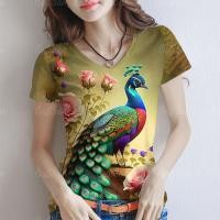 ราคา เสื้อยืดลายนกยูงคุณภาพสูง แขนสั้น ใส่สบายและดูดี มีลายขนาดใหญ่ที่อกเสื้อ มีหลายสีให้เลือก (28243200712)
