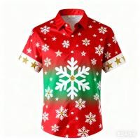ราคา เสื้อเชิ้ตแขนสั้นสำหรับผู้ชาย พิมพ์ลายคริสต์มาส เกล็ดหิมะ สโนว์แมน ขนมปังขิง และของขวัญ สไตล์สำหรับวันหยุดและลำลอง (49851878224)