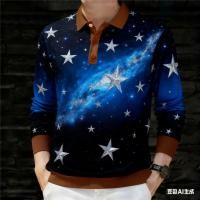 ราคา เสื้อโปโลผู้ชายแขนยาว พิมพ์ลายสร้างสรรค์ ดีไซน์ Starry Sky Pop Art มอบความสบายและความสไตล์ (46352467681)