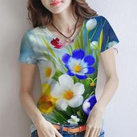 ราคา เสื้อยืดแขนสั้นสตรีทปี 2025 ลายดอกทานตะวันเรียบง่าย คุณภาพสูง ใส่สบาย (44425134169)