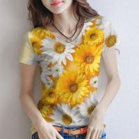 ราคา เสื้อยืดแขนสั้นสตรีท ลายดอกทานตะวันแบบเรียบง่าย ใส่ง่ายๆ สำหรับวันสบาย (43175136592)