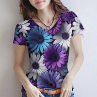 ราคา เสื้อยืดลายดอกทานตะวันแบบเรียบง่าย พื้นฐานสำหรับสาวๆ พร้อมลายดอกไม้สดใส เหมาะสำหรับใส่ในวันสบาย (26943191698)