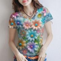 ราคา เสื้อยืดพื้นฐานลายดอกทานตะวันเรียบง่าย ใส่สบายสำหรับชีวิตประจำวัน (27993201176)