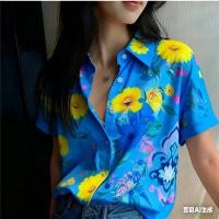 ราคา เสื้อเชิ้ตแขนสั้นสุภาพสตรี ลายชาติพันธุ์ พิมพ์ด้านเดียว ใส่สบายและเข้ารูป เหมาะสำหรับสวมใส่ทุกวัน (57602383216)