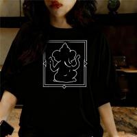 ราคา เสื้อยืดแขนสามส่วนสีดำ พิมพ์ศิลปะหลากหลายแบบ สไตล์โบฮ ย้อนยุค ใส่สบายทุกวัน (57150282720)