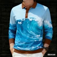 ราคา เสื้อโปโลผู้ชายแขนยาว ดีไซน์พิมพ์แบบมัดย้อม เวฟ ลายจุด ภาพจากหนังสือพิมพ์ และลายพฤกษา สวมใส่ง่ายทุกวันและเหมาะสมในหลากหลายโอกาส (50902447595)