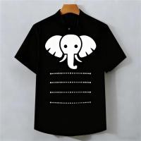 ราคา เสื้อเชิ้ตสีดำดีไซน์พิมพ์ไทย สไตล์เรียบหรู สำหรับใส่วิชาชีพ (45150255247)