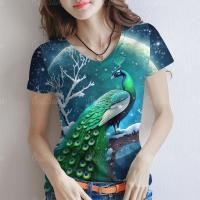 ราคา เสื้อยืดลายนกยูง แขนสั้น ใหม่ปี 2025 ใส่สบาย เหมาะสำหรับการแต่งตัวลำลอง มีหลายสีให้เลือก พิมพ์ลวดลายใหญ่ที่หน้าอก (43775129683)