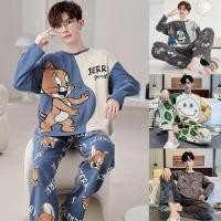 ราคา กางเกงขายาวแขนยาวผู้ชายไซส์ใหญ่พิเศษชุดนอนใส่อยู่บ้านพิมพ์ลายการ์ตูน (28261827503)