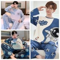 ราคา ชุดนอนผู้ชายไซส์ใหญ่ M XL ผ้าเนื้อนุ่ม ทรงหลวม พิมพ์การ์ตูนแฟชัน กางเกงและเสื้อแขนยาว (40867223169)