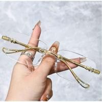 ราคา C แว่นสายตายาวแฟชั่นผู้ชาย แว่นตาป้องกันแสงสีฟ้าไร้ขอบ แว่นตาสายตายาวย้อนยุควรรณกรรม (26906577633)