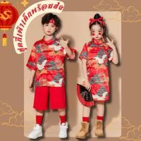 ราคา ชุดกี่เพ้าพร้อมส่งจากไทย ชุดกี่เพ้าสีแดงลายนกกระสา ผ้าฝ้ายใส่สบาย (42100177576)