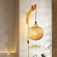 ราคา โคมไฟติดผนังสไตล์ญี่ปุ่น วินเทจ ทอไม้ไผ่ โคมไฟ นํา เหมาะสําหรับห้องนั่งเล่น ห้องนอน บันได (48250765342)