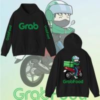 ราคา เสื้อฮู้ด พร้อมส่ง เสื้อกันหนาว กันลม กันแดดมีฮู้ด สกรีนลายตามแบบ แกร็บ ฟูด GrabFood M 3XL (48850652473)