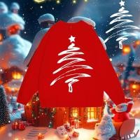 ราคา Christmas tree เสื้อกันหนาวแขนยาวสีแดง ต้นคริสต์มาส sweatshirt NEW (29619660124)