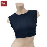 ราคา BSC บังทรงไม่ม่มีแขน ลุคสปอร์ต เอวลอย เสื้อครอป ผ้ามีรูระบายอากาศ รุ่น SC0290 BC1321 (25001695143)