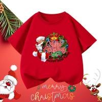 ราคา เสื้อยืด Merry Christmas Kids Adults Christmas Santa เสื้อคู่ครอบครัว ผู้ใหญ่ เด็กเสื้อปีใหม่ 100 คอตตอน แขนสั้น 7 (45751427627)