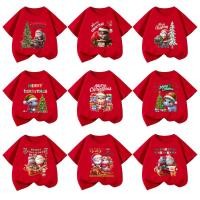 ราคา เสื้อยืดเด็กพิมพ์ลายน้องหมูเด้ง ฮิปโปแคระ วันคริสต์มาส Christmas Day เนื้อผ้าฝ้าย เสื้อสีแดง A1 (55701389473)