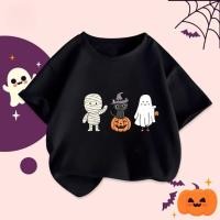 ราคา เสื้อยืดฮาโลวีน Trick หรือ Treat กากบาทGhost สำหรับทุกวัย เครื่องแต่งกายคอสเพลย์ spooky season (54800090157)