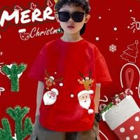 ราคา เสื้อยืดเด็กคริสมาสต์ คริสต์มาส Merry Christmas Happy New Year Children s T Shirt พิมพ์ด้วย ซานตาคลอส กวาง ลวดลาย (53652047839)