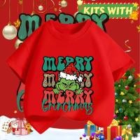 ราคา New kids เสื้อลายคริสต์มาส เสื้อยืด แขนสั้น สีแดง พิมพ์ลาย Merry Christmas เสื้อคริสมาสต์100 150cm (41876822147)