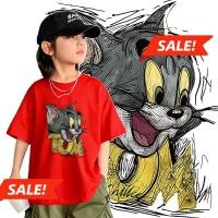 ราคา 100 CottonTom cat Kids T shirt Loose Round Neck Short Jerry for 1 14 Yrs (53551399277)