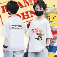 ราคา เสื้อเด็ก เด็กผู้ชาย เหมาะกับฤดูร้อน เสื้อยืด BLAME JOHN คอกลม เสื้อผ้าเด็ก oversize สไตล์เกาหลี (42126776561)