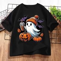 ราคา 100 ซม 150 Baju ฮาโลวีน Spooky Ghost เสื้อยืด Trick หรือรักษาฟักทอง Tee เสื้อเด็กผู้ใหญ่ฮาโลวีนคอสเพลย์เครื่องแต่งกาย (29243280355)