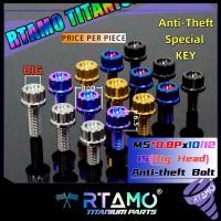 ราคา RTAMO ไทเทเนียม Gr5 Anti theft Bolt M5x10 12 15 20 12Points หัว 10D 6 5H พวงมาลัยล้อ Bolt (44408678235)
