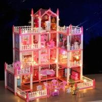 ราคา บ้านตุ๊กตา3D ประกอบ DIY Miniatures Dollhouse อุปกรณ์เสริม Villa Princess Castle LED Light ของขวัญวันเกิดเด็กหญิงบ้านของเ (24786804761)