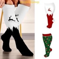 ราคา YOUYO ถุงเท้ารัดกล้ามเนื้อน่องกว้างสําหรับพยาบาลและการเดินทางต้นคริสต์มาสลายกวางถุงน่องยาวถึงเข่า 3 ปาย (47951322762)