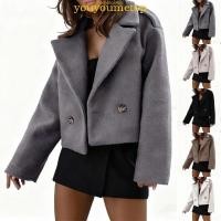 ราคา YOUYO เสื้อโค้ทสำหรับผู้หญิง จากผ้าวูลและขนสัตว์ เสื้อคลุมกระดุมสองแถว สไตล์ทันสมัย (56202368763)