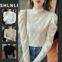 ราคา เสื้อลูกไม้แขนพองสไตล์เกาหลี ตัดเย็บแบบคอปกสูง สวมใส่สบายด้วยเนื้อยืด เหมาะสำหรับแต่งในฤดูใบไม้ร่วง (27740378114)