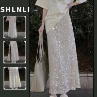 ราคา ผู้หญิงขนาดใหญ่สไตล์เกาหลีบางเลื่อมกระโปรงยาวปานกลางอเนกประสงค์เอวสูงฤดูใบไม้ผลิและฤดูใบไม้ร่วงกระโปรงทรงเอ (27130263105)