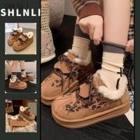 ราคา รองเท้าหนานุ่มสำหรับฤดูหนาว ดีไซน์ย้อนยุค พื้นรองเท้าลายเสือดาว ทำจากผ้าฝ้ายและขนแกะให้ความอบอุ่นและสบาย (52950584053)