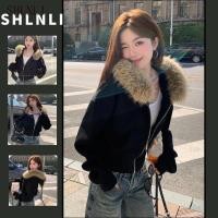 ราคา แจ็คเก็ตย้อนยุคแบบขนปกสำหรับฤดูหนาว ผ้ากำมะหยี่สีดำอบอุ่น มีซิป (54802423059)