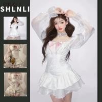 ราคา ชุดกระโปรงสั้นสไตล์ฮีPBーン แบบตัวเดียวไหล่ แขนยาว ดีไซน์เรียบง่ายสำหรับผู้หญิง (48000236020)