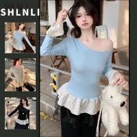 ราคา เสื้อยืดแขนยาวเปิดไหล่ลายจุด สไตล์เรียบหรู สำหรับฤดูใบไม้ผลิและใบไม้ร่วง (43767775230)