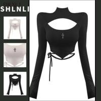 ราคา เสื้อยืดแขนยาวผู้หญิง สำหรับฤดูเปลี่ยนแปลง ลายพิมพ์แบบลูกไม้ เบาๆ และใช้งานได้หลากหลาย (28191191657)