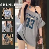 ราคา Retro Casual ผู้หญิงพิมพ์เสื้อยืดฤดูร้อนอเมริกันหลวมแขนสั้นด้านบน (27929618974)