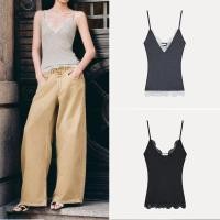 ราคา แซลมอนท็อปแบบเชือกลายลูกไม้สำหรับผู้หญิง สไตล์คลาสสิค สวมได้ทุกโอกาส (53602675258)