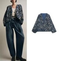 ราคา เสื้อยีนส์แขนยาวทรงโค้ทสไตล์กิโมโนสำหรับผู้หญิง ลายลูกปัด ผ้าฝ้าย ทรง V neck ใหม่สำหรับฤดูใบไม้ร่วง (46800786447)