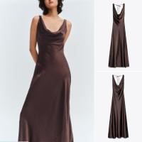 ราคา ชุดเดรสยาวสไตล์ A line ทำจากเนื้อผ้าไหมซาติน สำหรับผู้หญิง (56252368930)