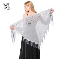 ราคา Lovosme ธรรมดาเย็บปักถักร้อยสามเหลี่ยมผ้าพันคอลูกไม้พู่ผ้าพันคอผ้าคลุมไหล่แฟชั่น Hollow Out งานแต่งงานเจ้าสาวผ้าคลุมไหล่ Wraps (29931461533)