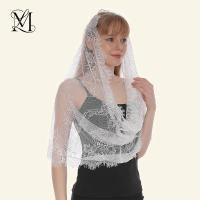 ราคา Lovosme ลูกไม้รอบหัว Voile ผ้าพันคอฮิญาบเย็บปักถักร้อย Hollow Out พู่ผ้าคลุมไหล่แฟชั่นงานแต่งงานเจ้าสาวผ้าคลุมไหล่ Wraps (29831420826)