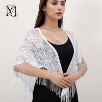 ราคา Lovosme Embroider Hollow Out พู่ผ้าคลุมไหล่ผ้าพันคอลูกไม้สามเหลี่ยมผ้าพันคอแฟชั่นงานแต่งงานเจ้าสาวผ้าคลุมไหล่ Wraps (27631417492)