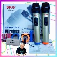 ราคา SKG ไมโครโฟน คู่ แบบมือถือ UHF ไร้สาย รุ่น SK 999 สีทอง ไมค์ลอย ไมค์ลอยไร้สาย (29700805977)