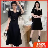 ราคา SADO 2025 ฤดูร้อนใหม่ ชุดเดรสคอโปโลผู้หญิงขนาดใหญ่ ดีไซน์เฉพาะ สีบล็อก กระชับเอว สำหรับสาวไซส์ใหญ่ (24143136713)