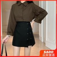 ราคา กระโปรงสั้นผูกเอวสูงขนาดใหญ่สำหรับผู้หญิง ป้องกันการเปิดเผย กระโปรงครึ่งตัวสีดำ กระโปรงทรงเอ กระโปรงรัดรูป (41203414654)