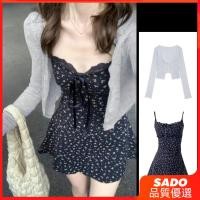 ราคา SADO ชุดเดรสสลิงลายดอกไม้สีฟ้าฝรั่งเศส สไตล์ใหม่สำหรับฤดูร้อน ขนาดเล็ก (42667902396)